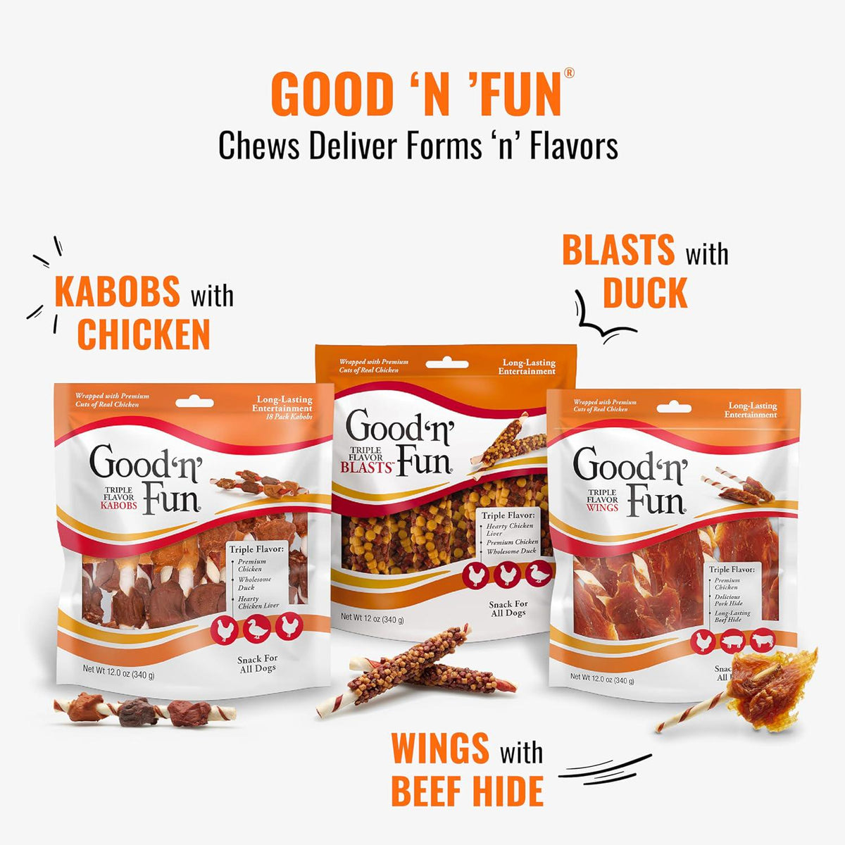 Good'N'Fun Triple Flavored Rawhide Kabobs For Dogs,Does not Apply