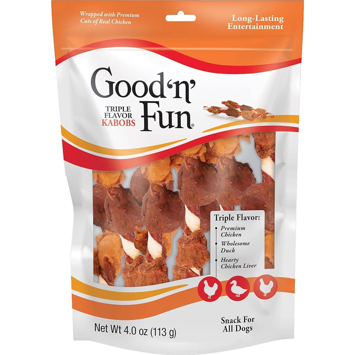 Good'N'Fun Triple Flavored Rawhide Kabobs For Dogs,Does not Apply