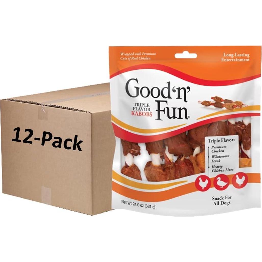 Good'N'Fun Triple Flavored Rawhide Kabobs For Dogs,Does not Apply