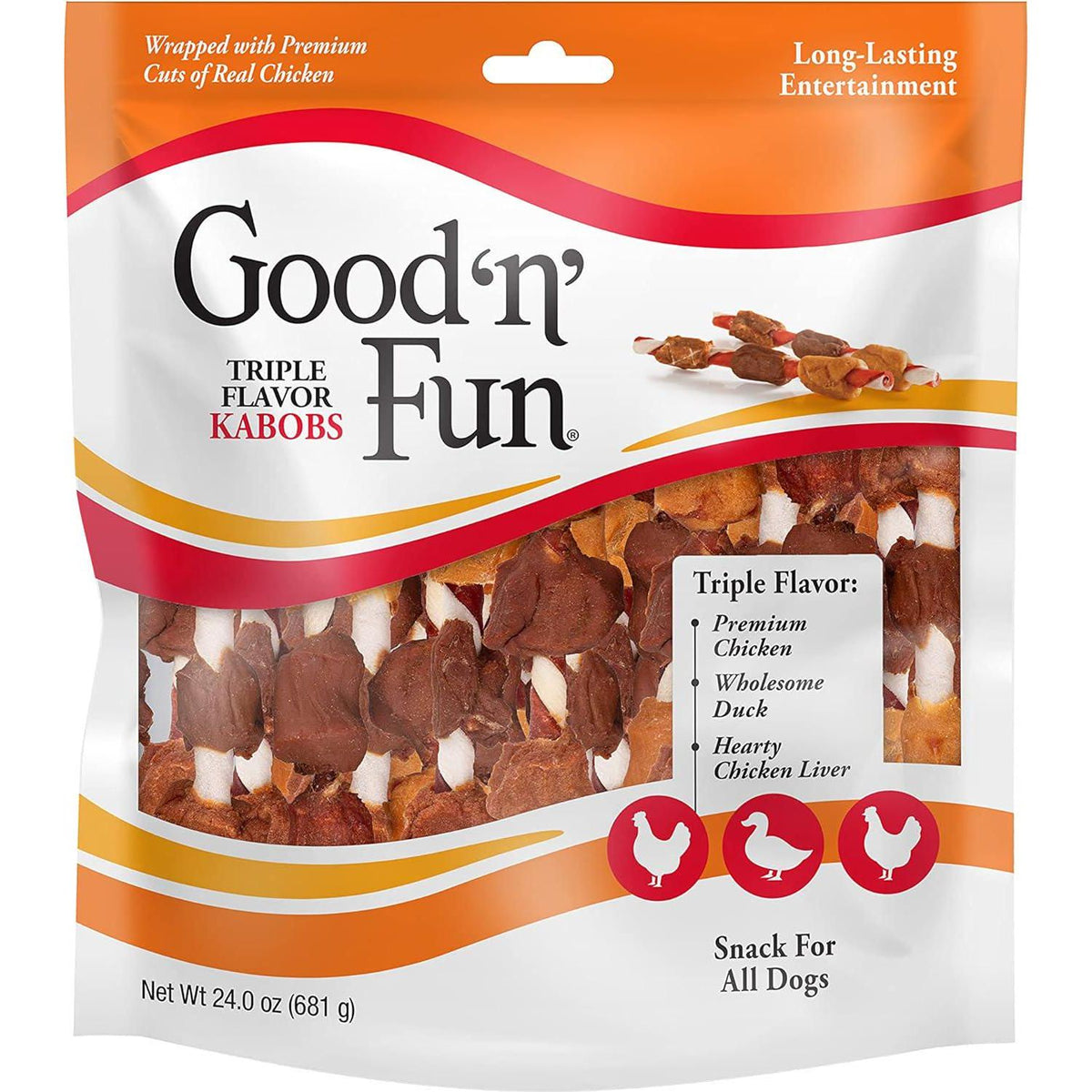 Good'N'Fun Triple Flavored Rawhide Kabobs For Dogs,Does not Apply
