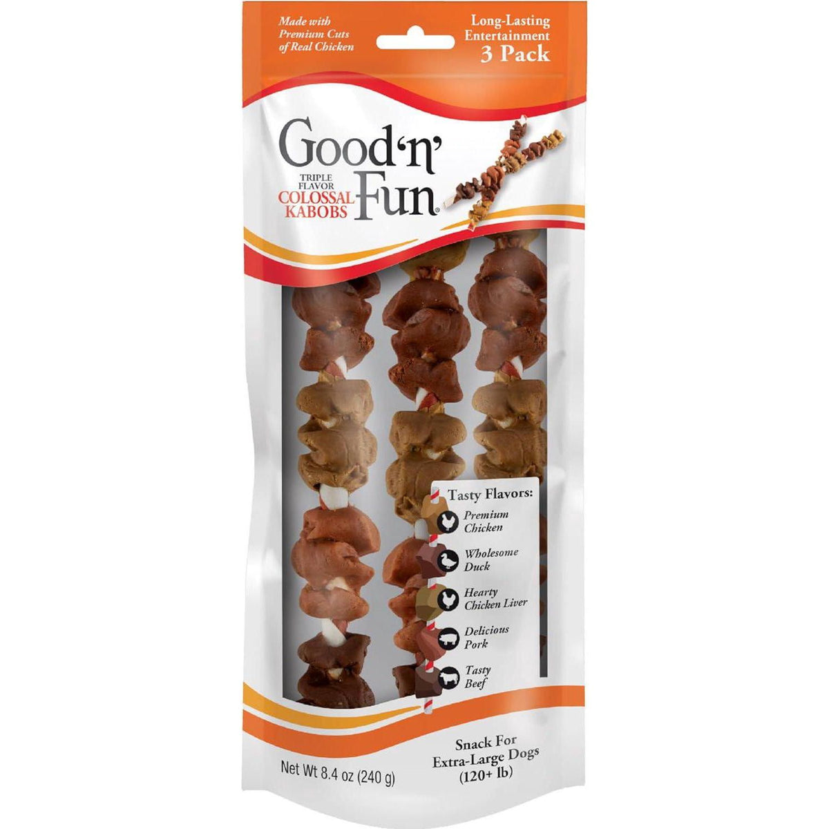Good'N'Fun Triple Flavored Rawhide Kabobs For Dogs,Does not Apply