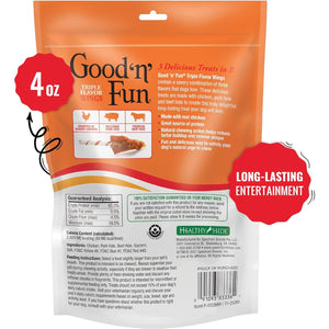 Good 'n' Fun Triple Flavor Wings 4oz, Long-Lasting Dog Chews Made with Chicken, Pork Hide & Beef Hide, All Dogs