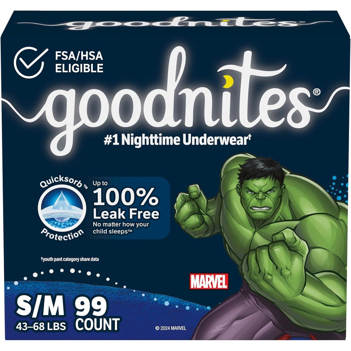 GoodNites Goodnites Boys' Bedwetting Underwear, Size S/M (43-68 Lbs), 99 Ct (3 Packs Of 33), Packaging May Vary