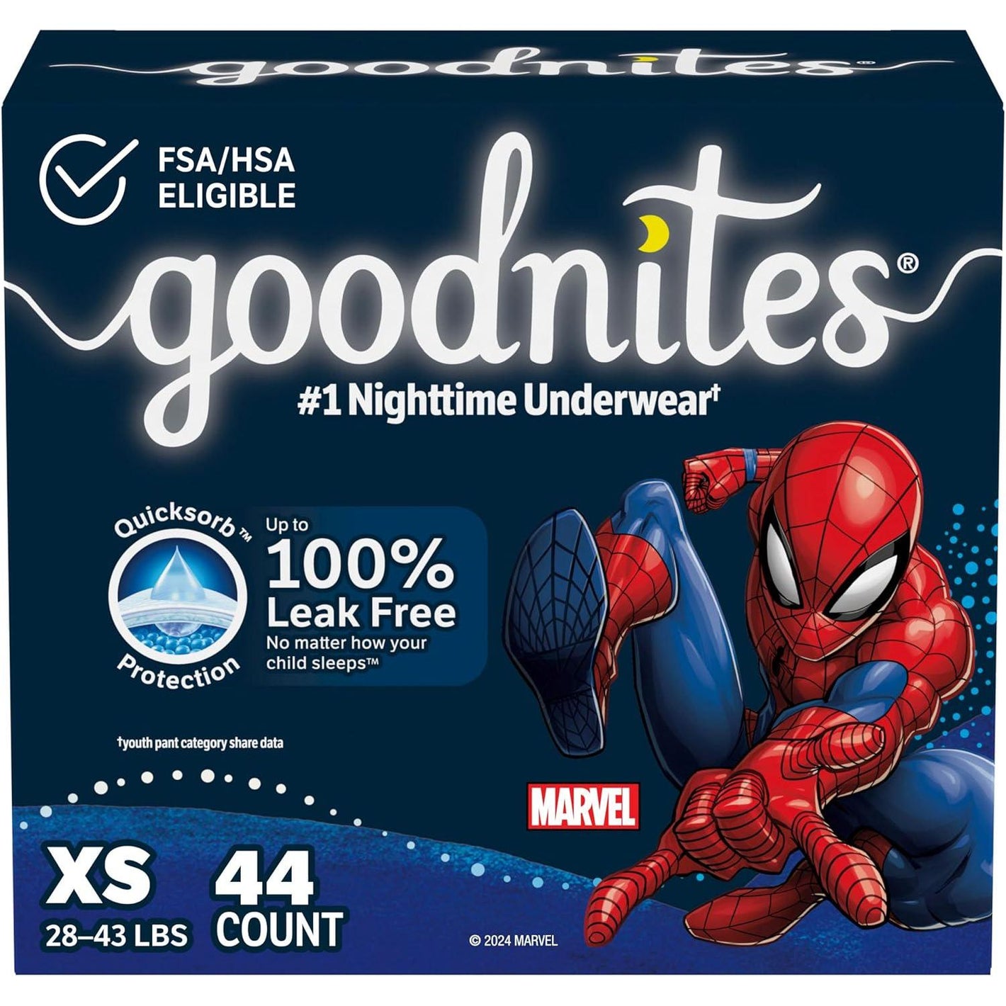 GoodNites Boys Nighttime Bedwetting Underwear, Extra Small (28-43 lbs), 44 Count, 2 Packs of 22 (Packaging May Vary)