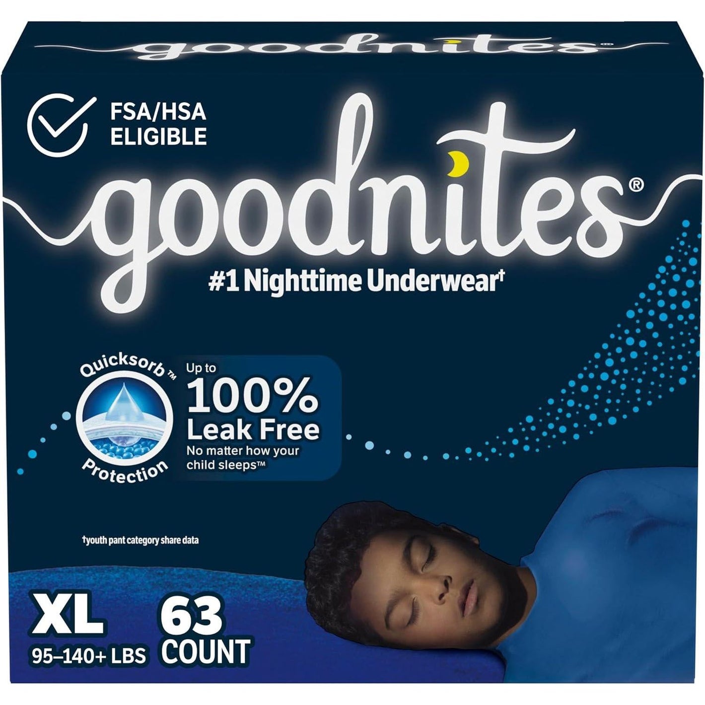 GoodNites Goodnites Boys' Nighttime Bedwetting Underwear, Size Extra Large (95-140+ Lbs), 63 Ct (3 Packs Of 21), Packaging May Vary
