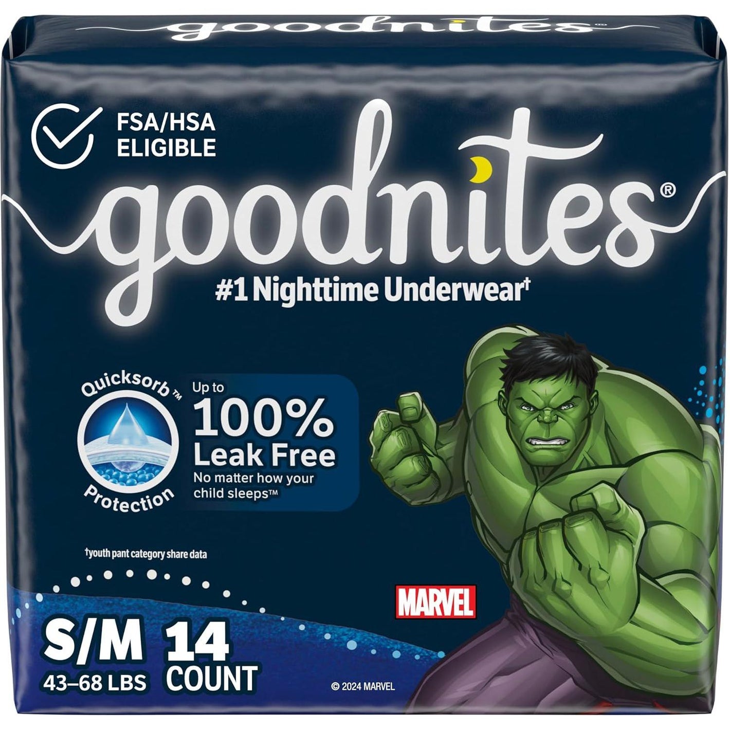 GoodNites Goodnites Boys' Nighttime Bedwetting Underwear, Size S/M (43-68 Lbs), 14 Ct, Packaging May Vary