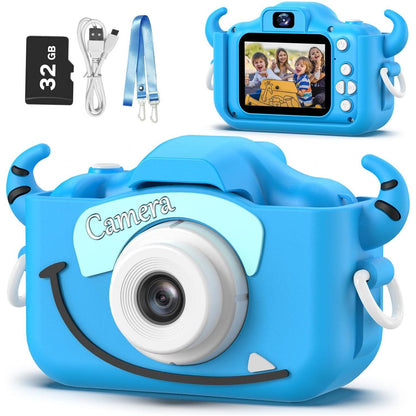 Goopow Kids Camera, Digital Video Camcorder for Children 3-8 Years, Cartoon Soft Cover, 32GB SD Card Included, Ideal Christmas & Birthday Gift