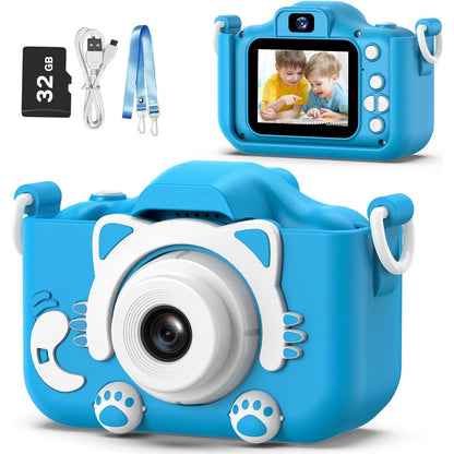 Goopow Kids Camera, Digital Video Camcorder for Children 3-8 Years, Cartoon Soft Cover, 32GB SD Card Included, Ideal Christmas & Birthday Gift