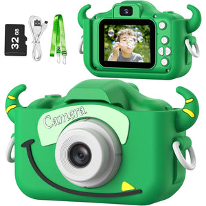Goopow Kids Camera, Digital Video Camcorder for Children 3-8 Years, Cartoon Soft Cover, 32GB SD Card Included, Ideal Christmas & Birthday Gift
