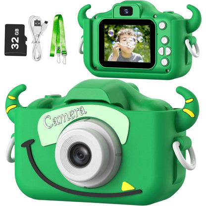 Goopow Kids Camera, Digital Video Camcorder for Children 3-8 Years, Cartoon Soft Cover, 32GB SD Card Included, Ideal Christmas & Birthday Gift