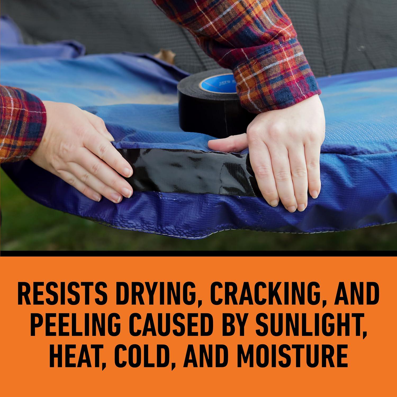 Gorilla All Weather Outdoor Waterproof Duct Tape, UV And Temperature Resistant, 1.88 X 25 Yd, Black, (Pack Of 6),