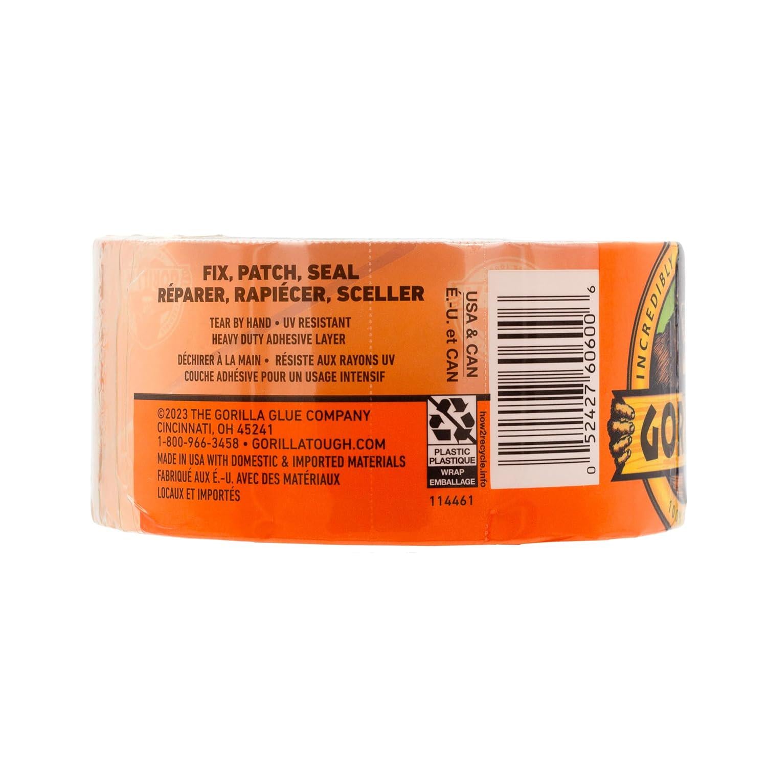Gorilla Crystal Clear Repair Duct Tape, 1.88 X 18 Yd, Clear, (Pack Of 2),