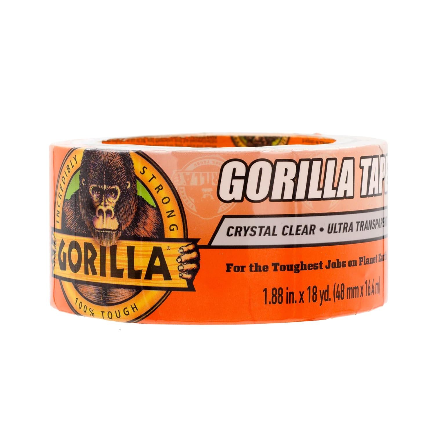 Gorilla Crystal Clear Repair Duct Tape, 1.88 X 18 Yd, Clear, (Pack Of 1),