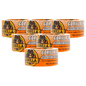 Gorilla Crystal Clear Repair Duct Tape, 1.88 X 18 Yd, Clear, (Pack Of 6),