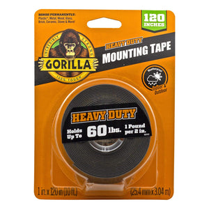 Gorilla Heavy Duty; Extra Long Double Sided Mounting Tape; 1 X 120 ; Black; (Pack Of 1),