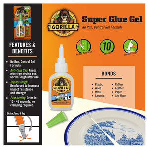 Gorilla Super Glue Gel XL, 25 Gram, Clear, (Pack Of 2),