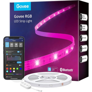 Govee 100ft LED Strip Lights, Bluetooth RGB LED Lights With App Control, 64 Scenes And Music Sync LED Strip Lighting For Bedroom, Living Room, Kitchen, Party, ETL Listed Adapter,