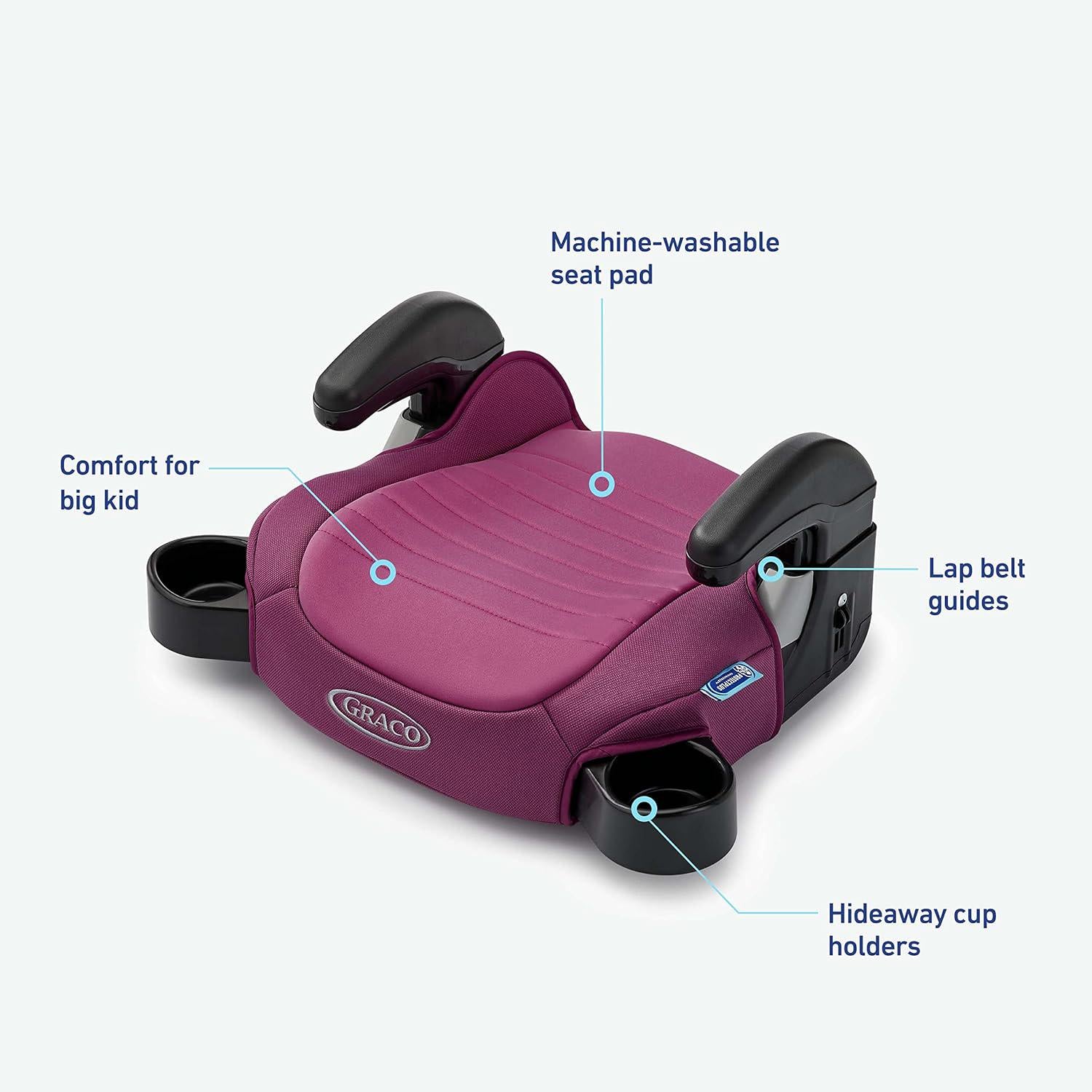Graco TurboBooster 2.0 Backless Booster Car Seat, Trisha, Easy To Clean With Halfway Cup Holders,