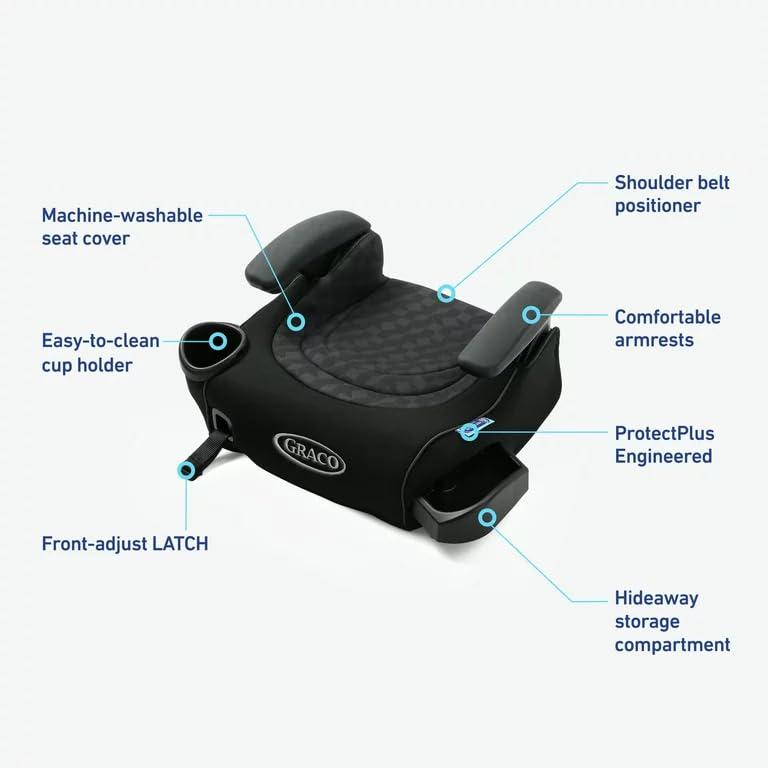 Graco TurboBooster LX Backless Booster With Affix Latch | Backless Booster Seat For Big Kids Transitioning To Vehicle Seat Belt, Montgomery,