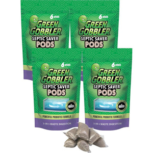 Green Gobbler Septic Tank Treatment Packets - Natural Bacteria To Prevent Costly Septic Issues, Back-Ups, Foul Odor (24 Pods) Pod: Color May Vary,