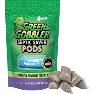 Green Gobbler Septic Tank Treatment Packets, 6 Month Supply - Natural Bacteria To Prevent Costly Septic Issues, Back-Ups, Pod: Color May Vary,