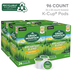 Green Mountain Coffee Roasters Breakfast Blend Coffee, Keurig K-Cup Pods, Light Roast, 96 Count
