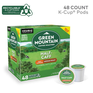Green Mountain Coffee Roasters Half Caff, Medium Roast Coffee Pods, Keurig K-Cup Pods, 48 Count