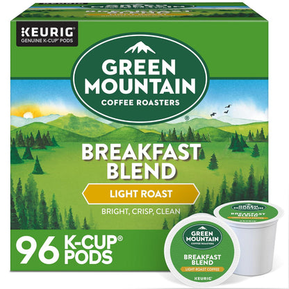Green Mountain Coffee Roasters Breakfast Blend Coffee, Keurig K-Cup Pods, Light Roast, 96 Count
