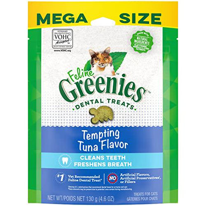 Greenies Dental Cat Treats Tempting Tuna Flavor Crunchy Snacks 4.6 oz Pack