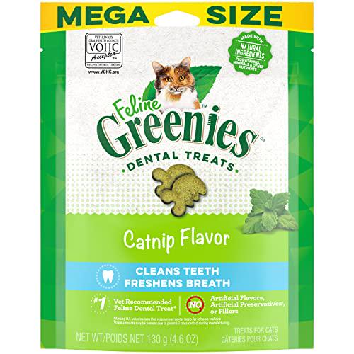 Greenies Dental Cat Treats Catnip Flavor Feline Adult Crunchy Snacks 4.6 oz