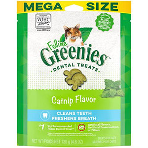 Greenies Dental Cat Treats Catnip Flavor Feline Adult Crunchy Snacks 4.6 oz