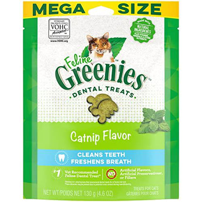 Greenies Dental Cat Treats Catnip Flavor Feline Adult Crunchy Snacks 4.6 oz