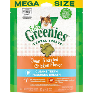 Greenies Feline Dental Cat Treats Oven Roasted Chicken Flavor 4.6 oz Pack for Adult Cats
