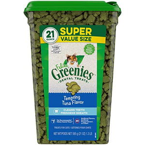 Greenies Dental Treats for Cats, Tempting Tuna Flavor, 21 oz Tub, Oral Health Support