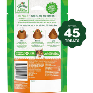 Greenies Pill Pockets Cat Treats Chicken Flavor 1.6 oz 45 Count Soft Treats for Giving Medication