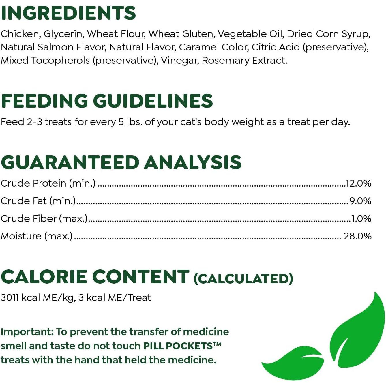 Greenies Feline Pill Pockets For Cats Natural Soft Cat Treats, Salmon Flavor, 3 Oz. Pouch (85 Treats),
