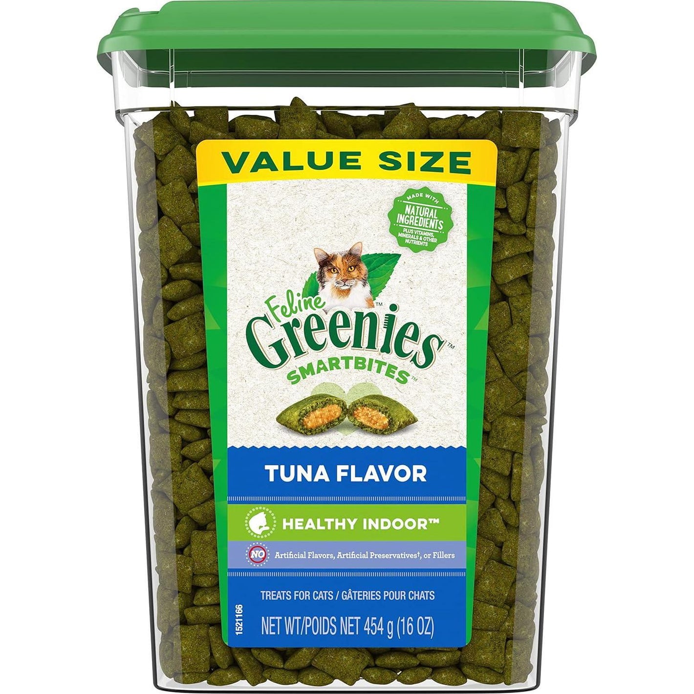 Greenies Smartbites Indoor Cat Treats 16 oz Tub Tuna Flavor with Fiber Support for Hairball Control