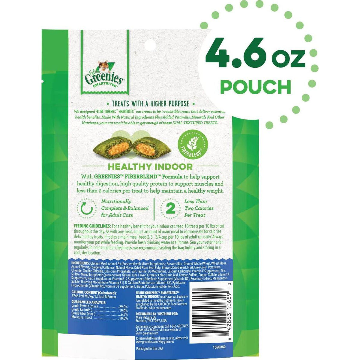 Greenies Feline Smartbites Healthy Indoor Natural Treats For Cats, Tuna Flavor, 4.6 Oz. Pouch (Pack Of 1),