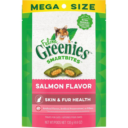 Greenies Feline Smartbites Skin and Fur Cat Treats Salmon Flavor 4.6 oz Pack