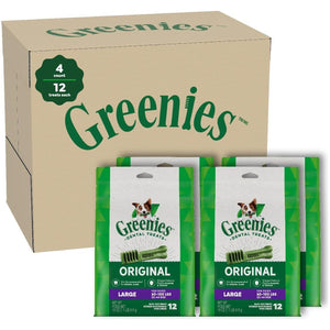 Greenies Dental Treats Large Dogs 4 Packs 12 Count Each Total 48 Treats Freshens Breath and Cleans Teeth