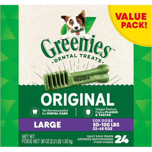 Greenies Large Dog Dental Treats, Original Flavor, 36 oz Pouch, 24 Count, Oral Health Support