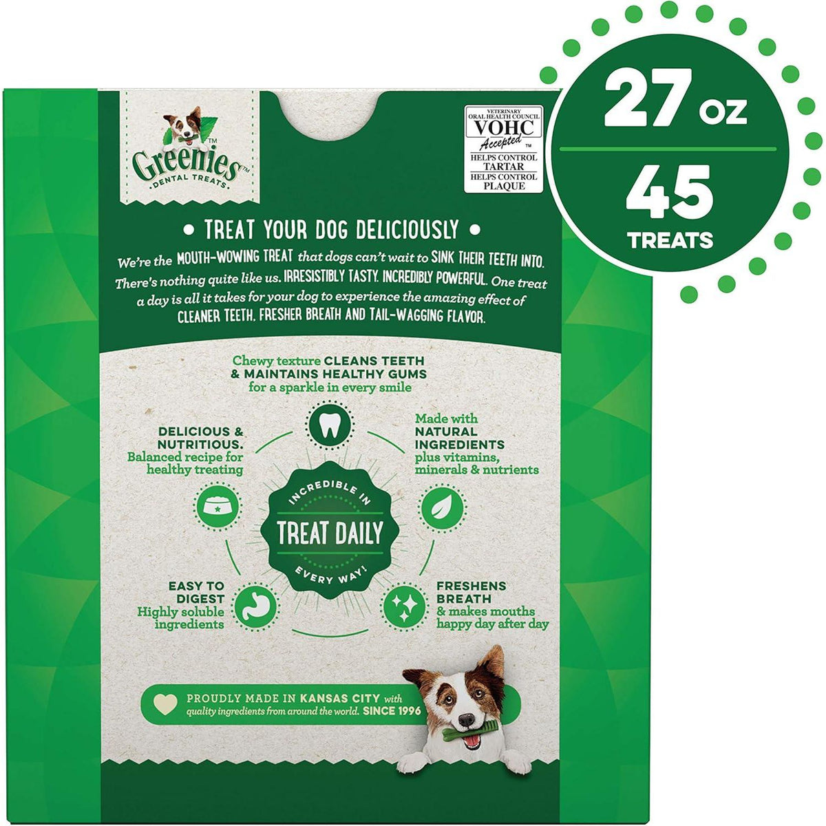 Greenies Original Petite Natural Dental Care Dog Treats, 27 Oz. Pack (45 Treats),