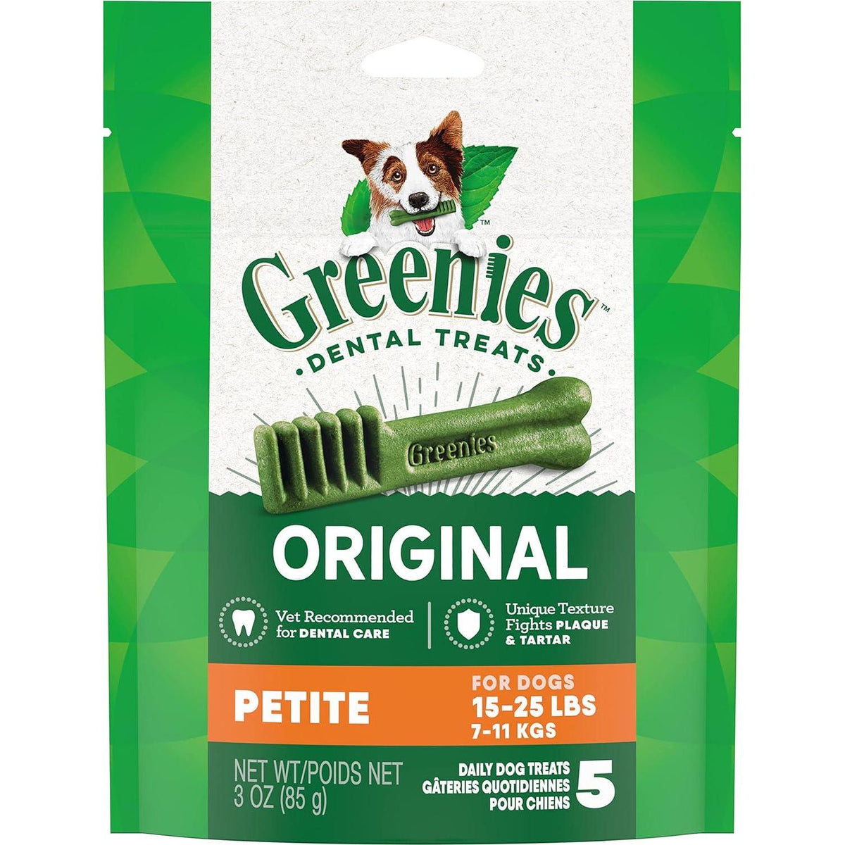 Greenies Original Petite Natural Dental Care Dog Treats, 3 Oz. Pack (5 Treats),