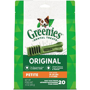 Greenies Petite Dental Dog Treats 12 oz Pack 20 Chews for Small Dogs Daily Oral Care Snack