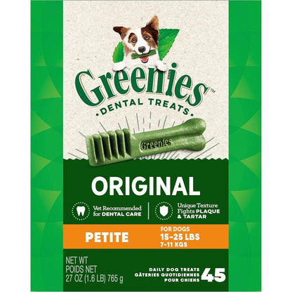 Greenies Original Petite Natural Dental Care Dog Treats, 27 Oz. Pack (45 Treats),
