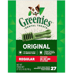 Greenies Original Regular Dental Dog Treats for Oral Health 27 oz 27 Treats