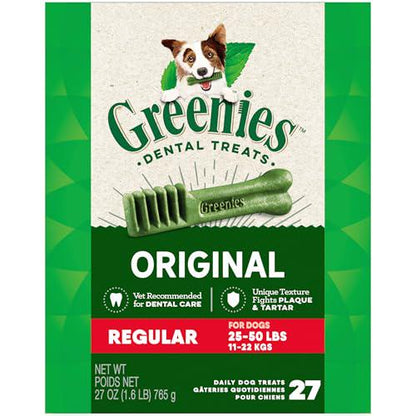 Greenies Original Regular Dental Dog Treats for Oral Health 27 oz 27 Treats
