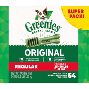 Greenies Original Dental Dog Treats Regular Size 54 Count 54 oz Helps Clean Teeth and Freshen Breath