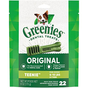 Greenies Teenie Dental Dog Treats for Small Dogs Original Flavor 6 oz Pack 22 Ct