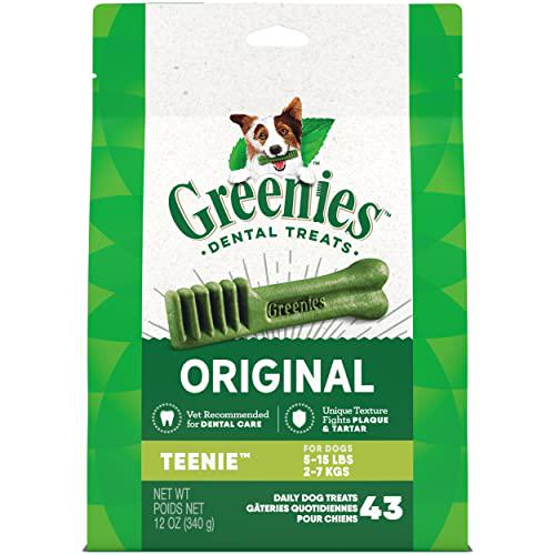 Greenies Teenie Dental Dog Treats for Oral Health Original Flavor 43 Count 12 oz Bag